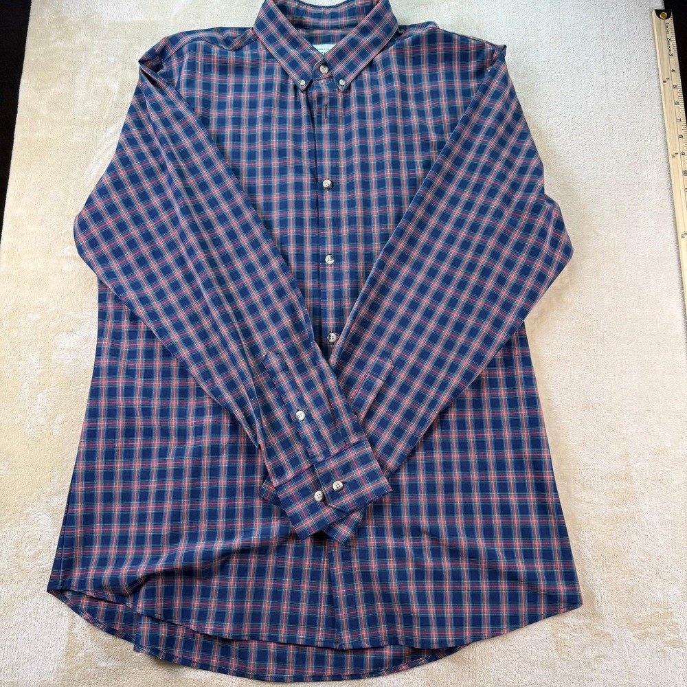 Mizzen+Main Mens XX Large Trim Fit Plaid Long Sleeve‎ Leeward Button Down Shirt